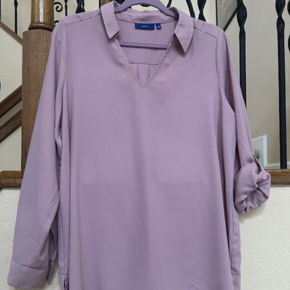 Tunic Collared Long Sleeve Top - Picture 1 of 9